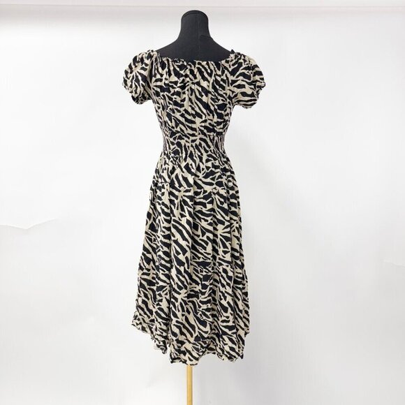 VINTAGE STYLE OFF THE SHOULDER PUFF DRESS PRINTED - Picture 4 of 7